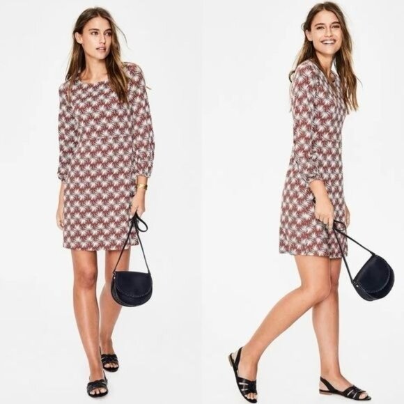 Boden Lucie Tunic Dress in Orange White Floral Print Fall Holiday Feminine 6P - Picture 4 of 10
